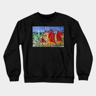 Christmas Bells,  this is a multicoloured reduction linocut print by Geoff Hargraves Crewneck Sweatshirt